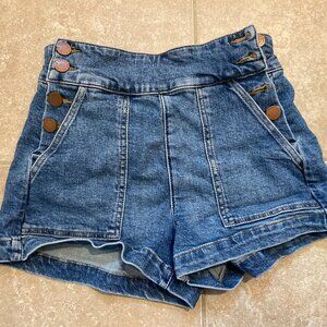 Alice & Olivia ✨ High-Waisted Jean Shorts w/ Side Buttons